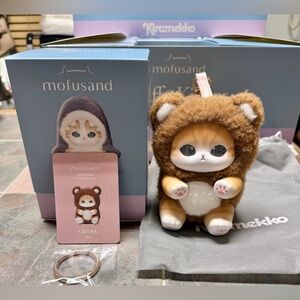 Mofusand Kiramekko Fluffy Plush Keychain - Bear